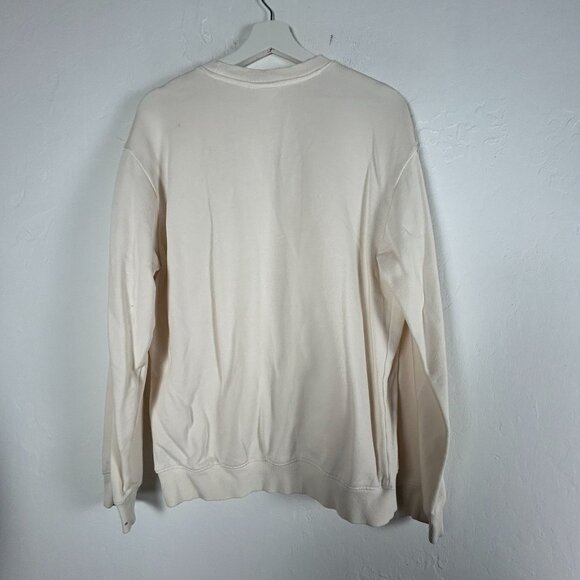 Smiley X H&M Mens Off White Relaxed Printed Sweatshirt Small Crew Neck Pullover - Picture 2 of 8